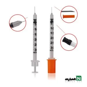 یک عدد سرنگ انسولین نیم واحدی_ bd _نارنجی رنگ