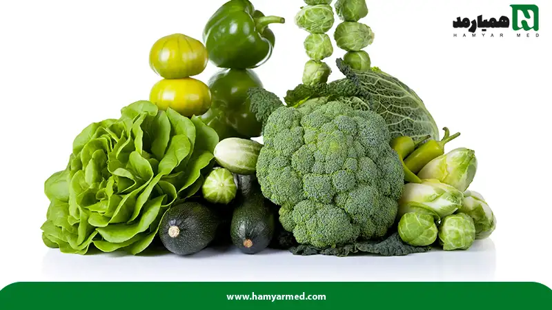 تعدای سبزیجات از نوع مواد غذایی کلاژن ساز